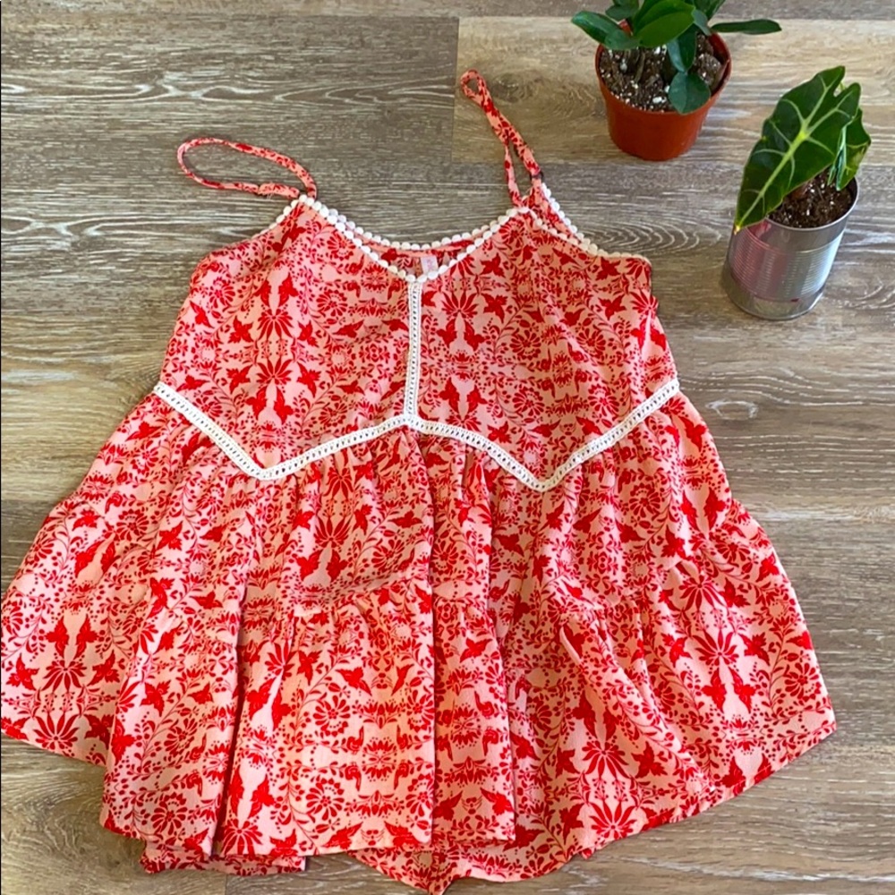 Floral red tank
